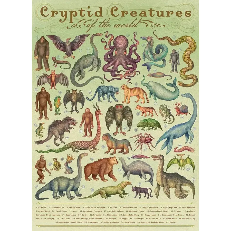 Cryptid Creatures 1000 Piece Jigsaw Puzzle Cobble Hill – Cozy Chapters